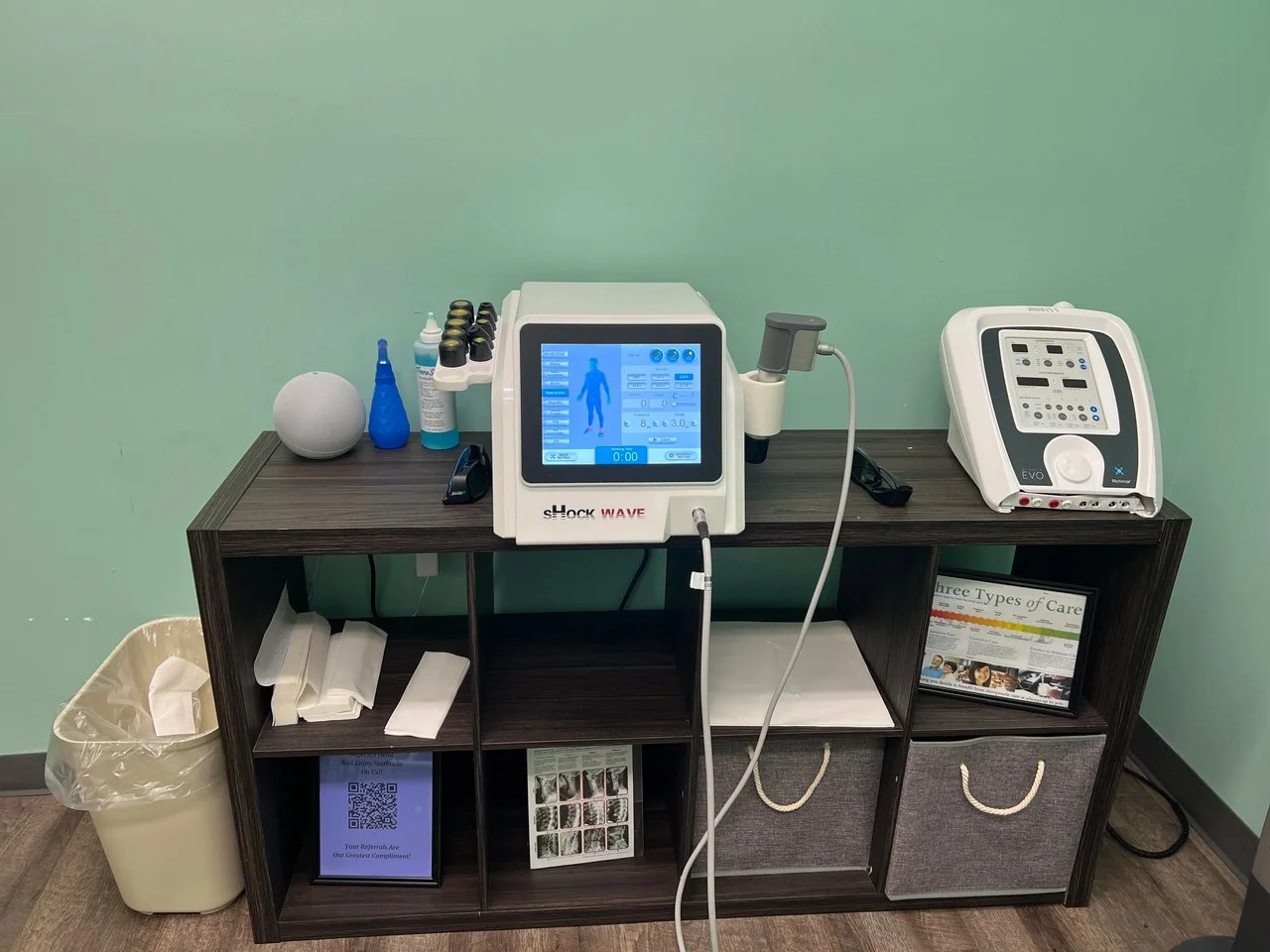 Shockwave therapy equipment ready for patient care at ProWellness