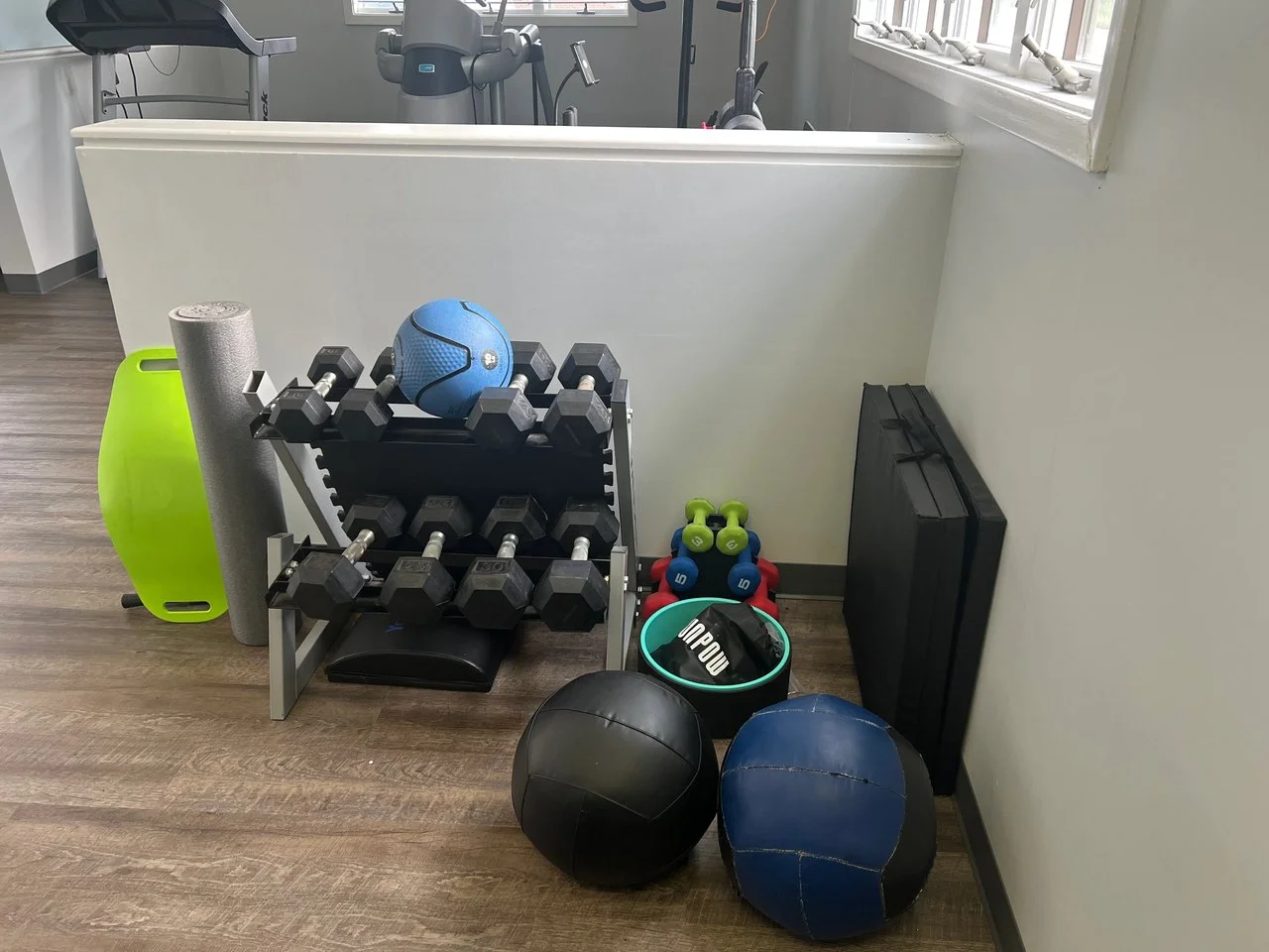 Dumbbells and medicine balls for patient strengthening exercises
